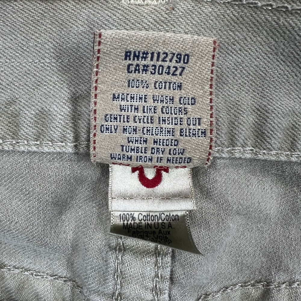 True Religion Brand Jeans Mens Size 36 Olive Green Straight Leg Made USA - Picture 5 of 10